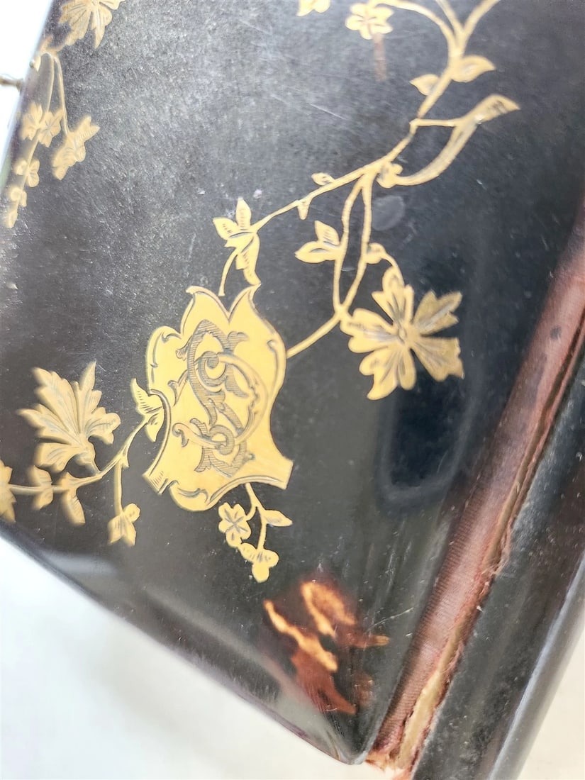 1889 TORTOISESHELL GOLD INLAY BINDING CATHOLIC PRAYER BOOK LATIN/FRENCH antique - 2