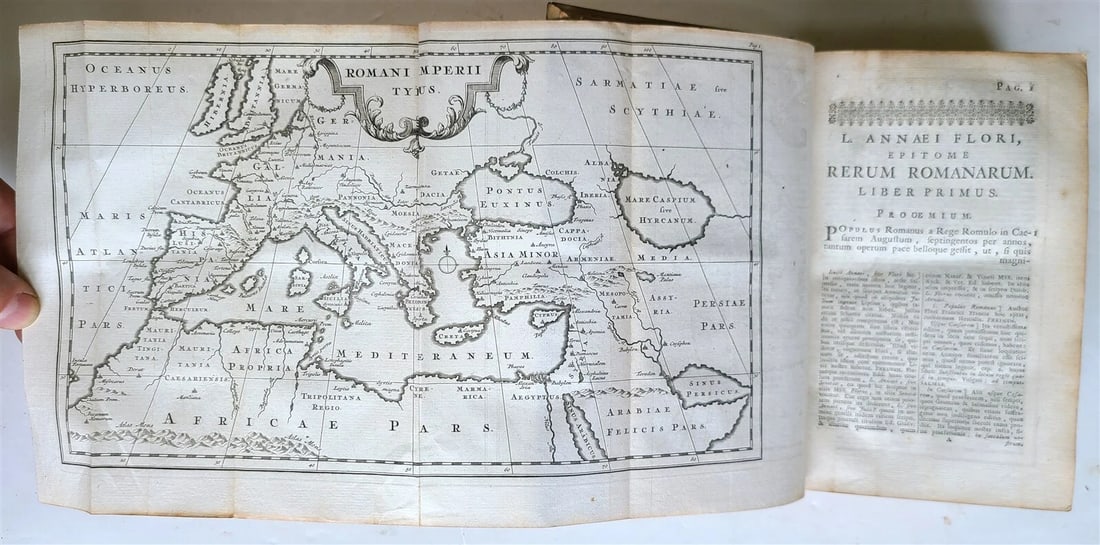 1744 FLORUS ROMAN HISTORY antique VELLUM BINDING Epitome Rerum Romanarum - 2