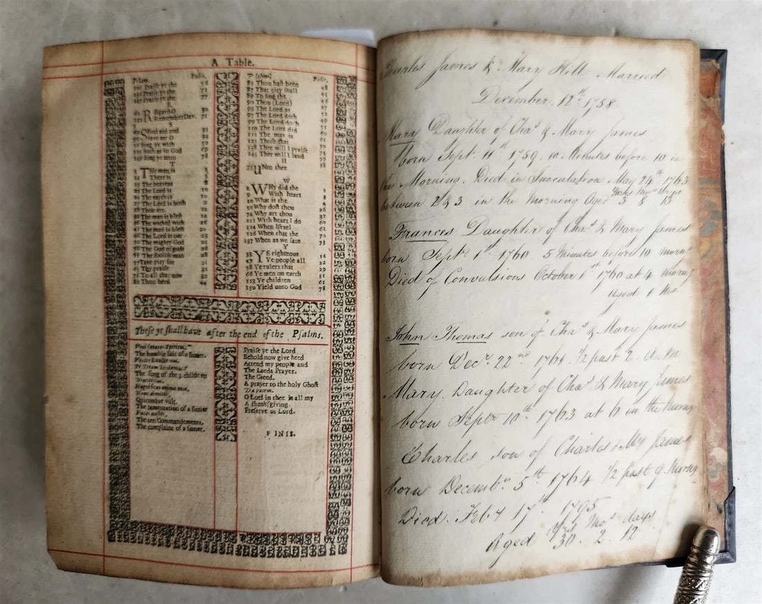 1660 BIBLE in ENGLISH OLD & NEW TESTAMENT antique BINDING w/ SILVER CORNERS - 5