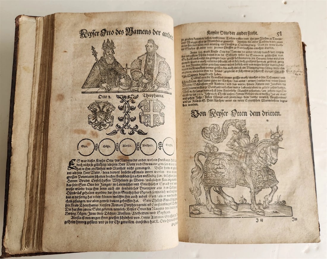 1584 GERMAN & ITALIAN HISTORICAL CHRONICLE ILLUSTRATED antique 16th cent. FOLIO - 4
