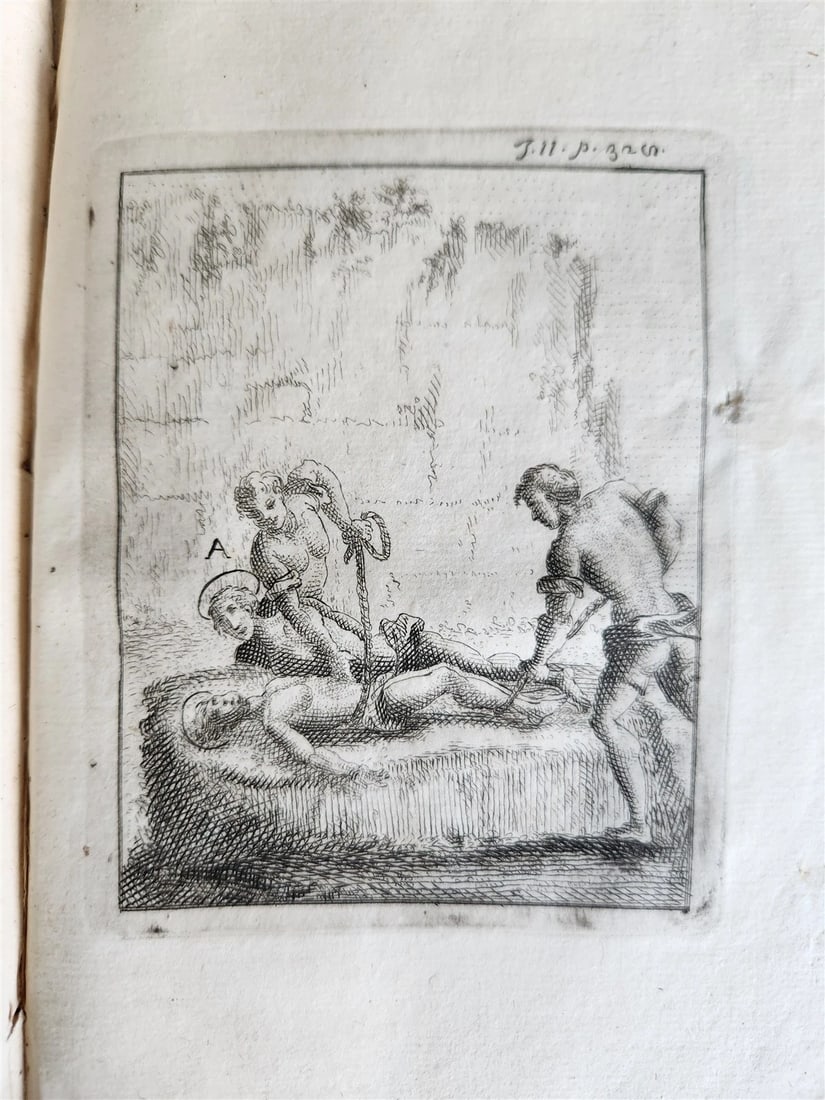 1753 ILLUSTRATED TORTURE & EXECUTION of EARLY CHRISTIANS antique 3 VOLS vellum - 14