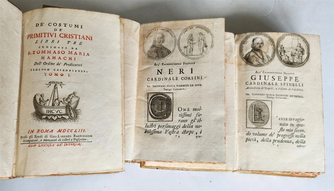 1753 ILLUSTRATED TORTURE & EXECUTION of EARLY CHRISTIANS antique 3 VOLS vellum - 3