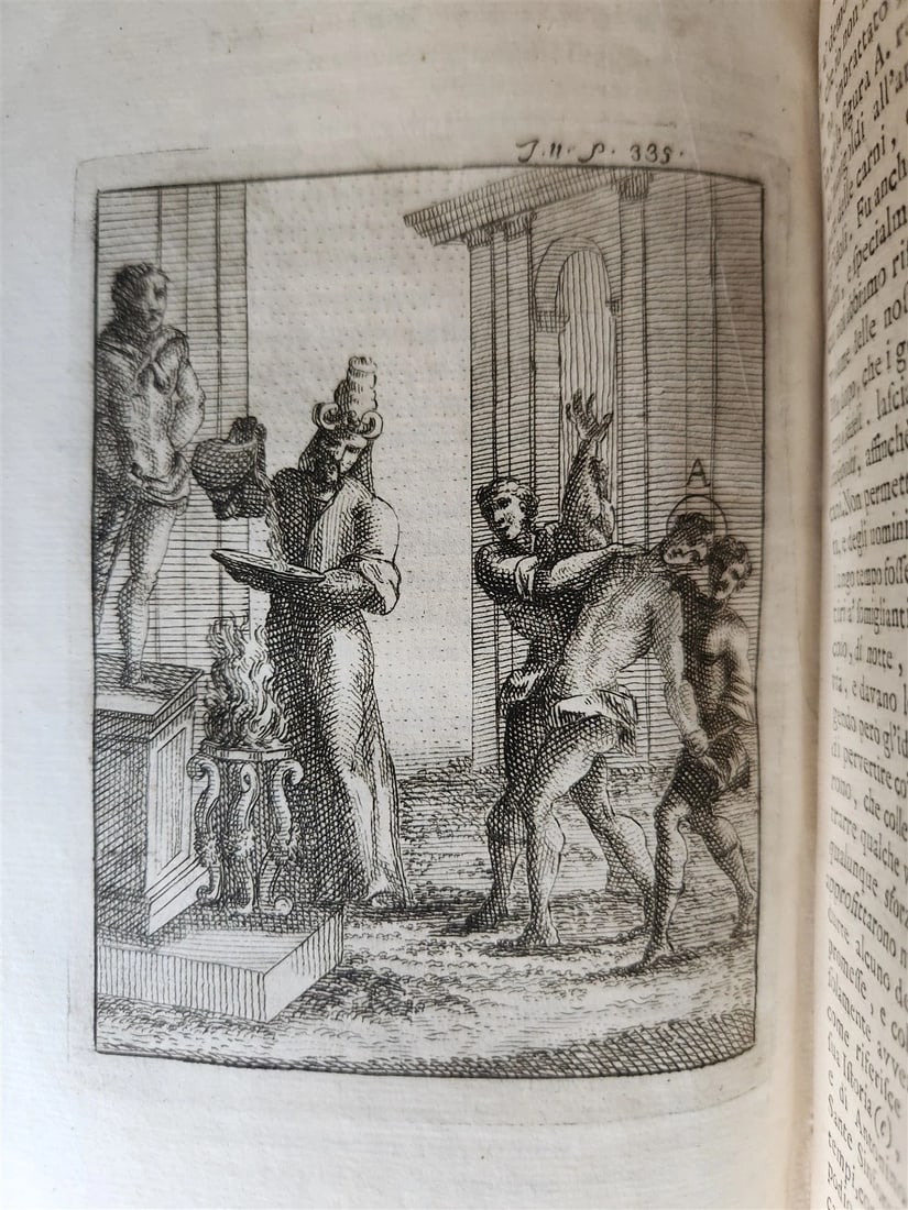 1753 ILLUSTRATED TORTURE & EXECUTION of EARLY CHRISTIANS antique 3 VOLS vellum - 4