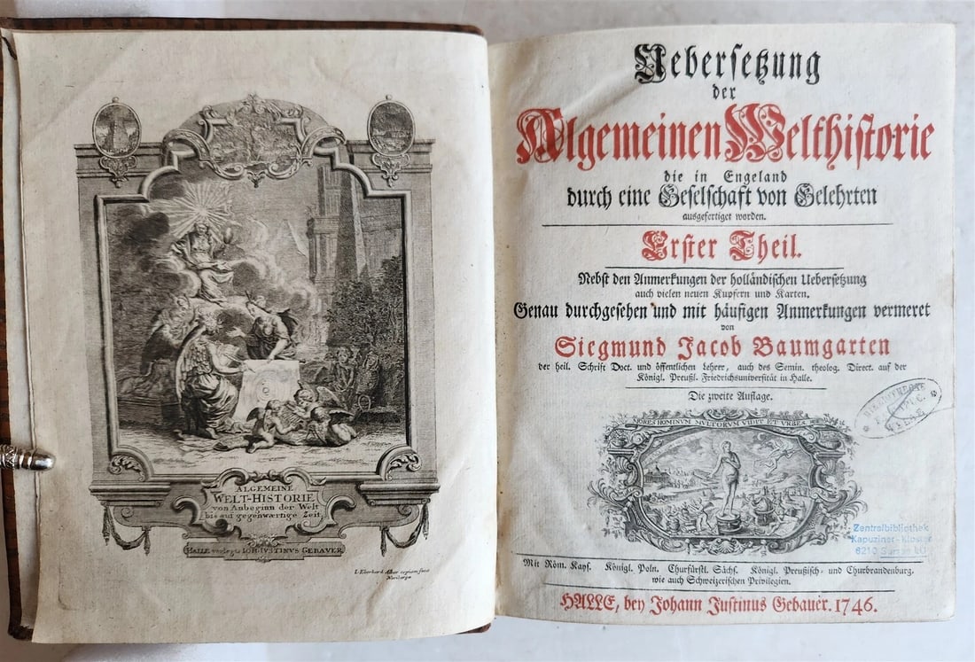 1745 HISTORY of the WORLD by S.J. Baumgarten ILLUSTRATED antique: Title: 1745 HISTORY of the WORLD by S.J. Baumgarten ILLUSTRATED antique Description: Baumgarten,S.J. Uebersetzung der Algemeinen Welthistorie... (History of the world) parts 1-2 in 1 volume Halle,