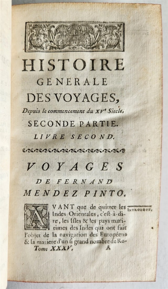 1751 HISTOIRE des VOYAGES illustrated FERNAND MENDEZ PINTO to INDIA TRAVELS v.35 - 2
