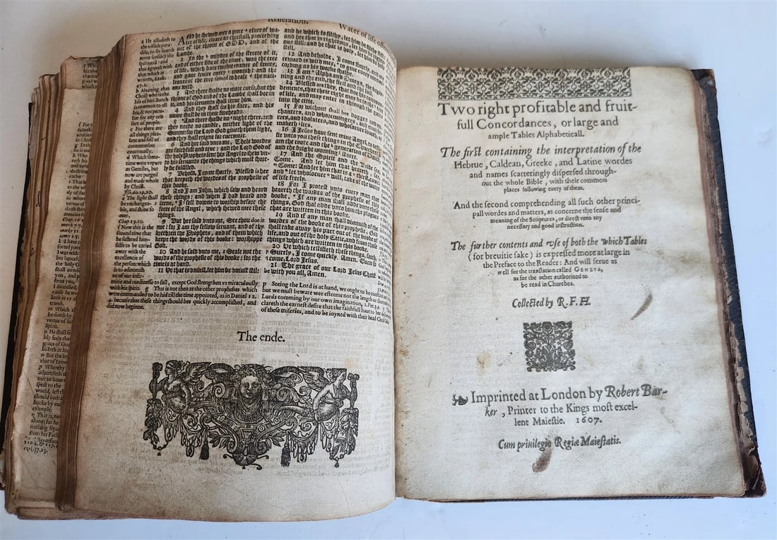 1607 BIBLE in ENGLISH antique OLD & NEW TESTAMENT printed by Robert Barker - 11