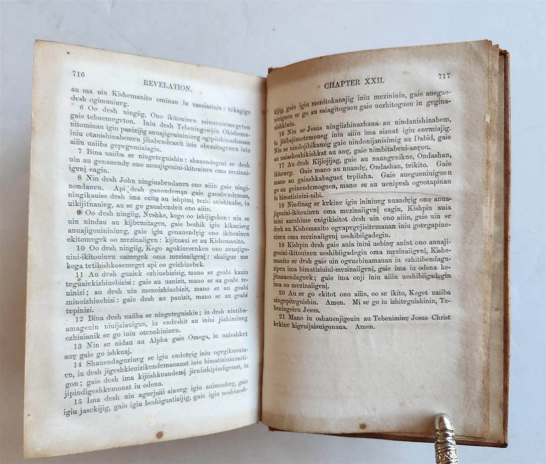 1856 BIBLE IN OJIBWE LANGUAGE Native Americana ANTIQUE rare - 7