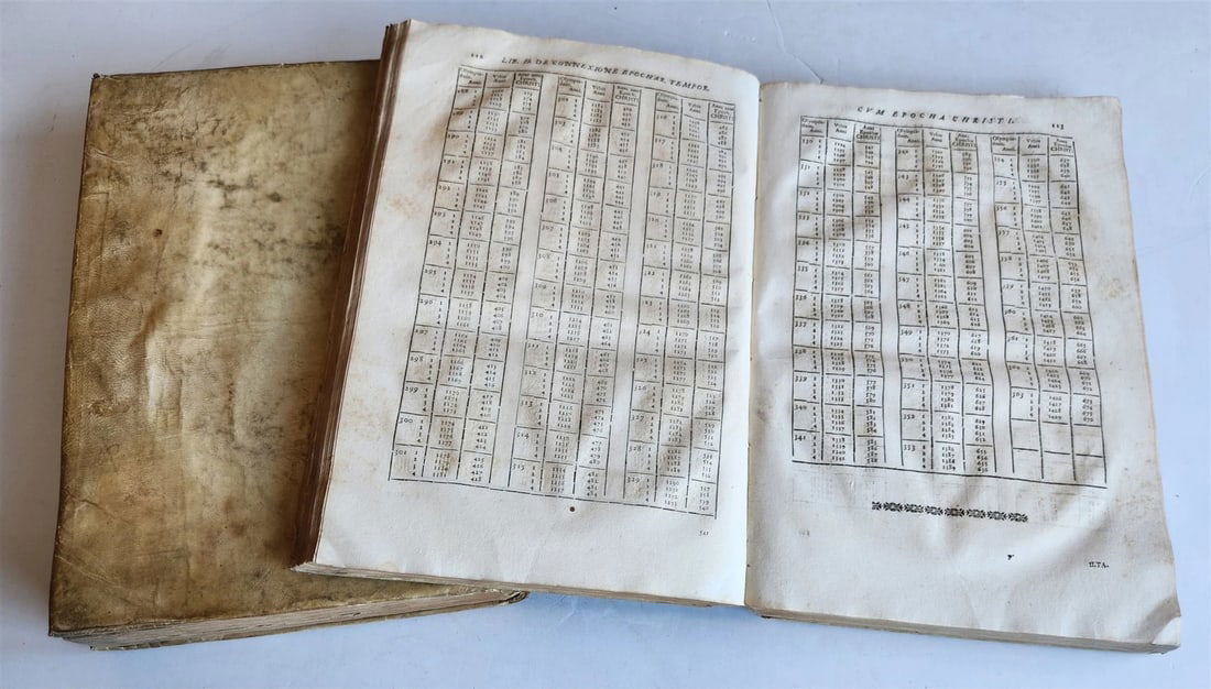 1669 CHRONOLOGIAE REFORMATAE by ASTRONOMER G. Riccioli antique 2 VELLUM FOLIOS - 6