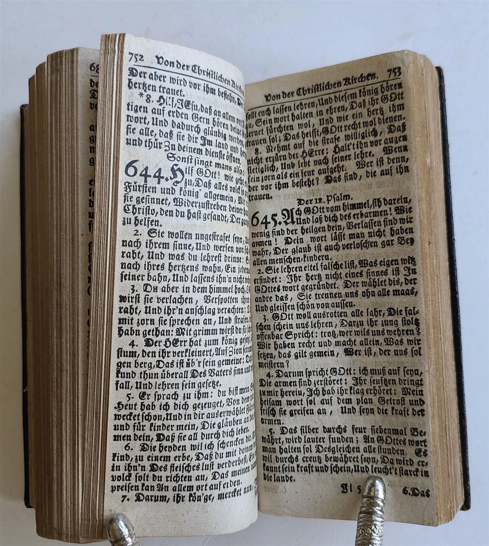 1726 GERMAN HYMNAL & PRAYER BOOK w/ CASTLE CHURCH TITLE TO THE COVER ANTIQUE - 5