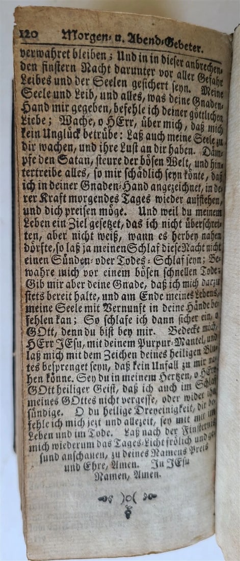 1726 GERMAN HYMNAL & PRAYER BOOK w/ CASTLE CHURCH TITLE TO THE COVER ANTIQUE - 6