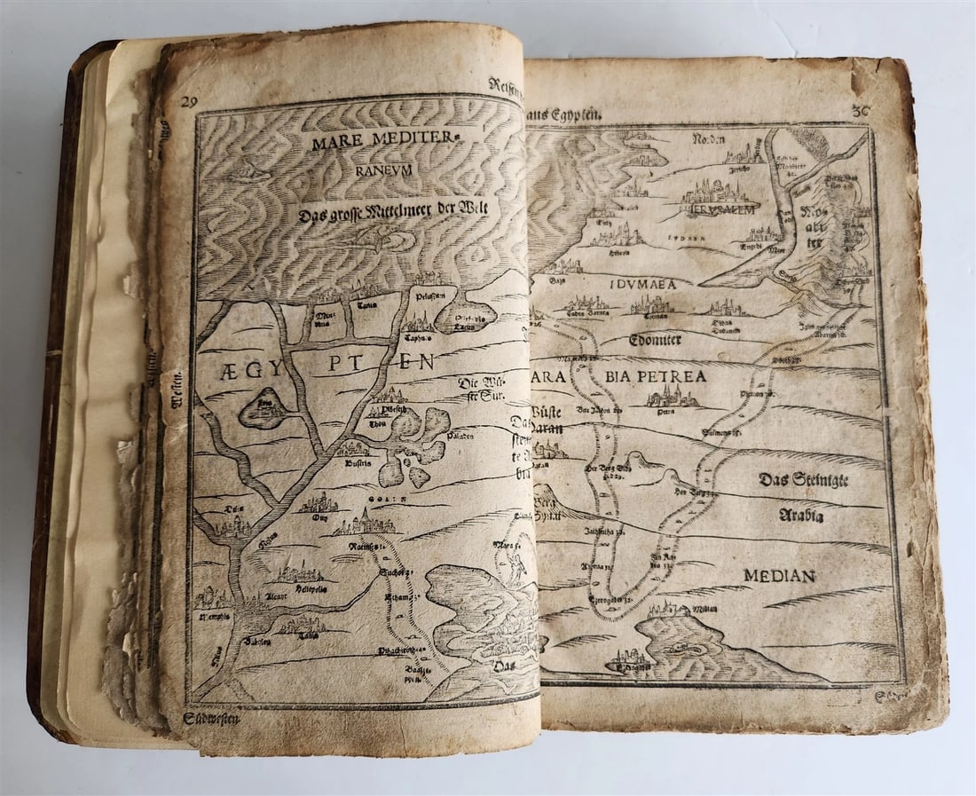 1586-1606 TRAVEL GUIDE TO BIBLE in GERMAN antique ILLUSTRATED rare FOLIO - 3