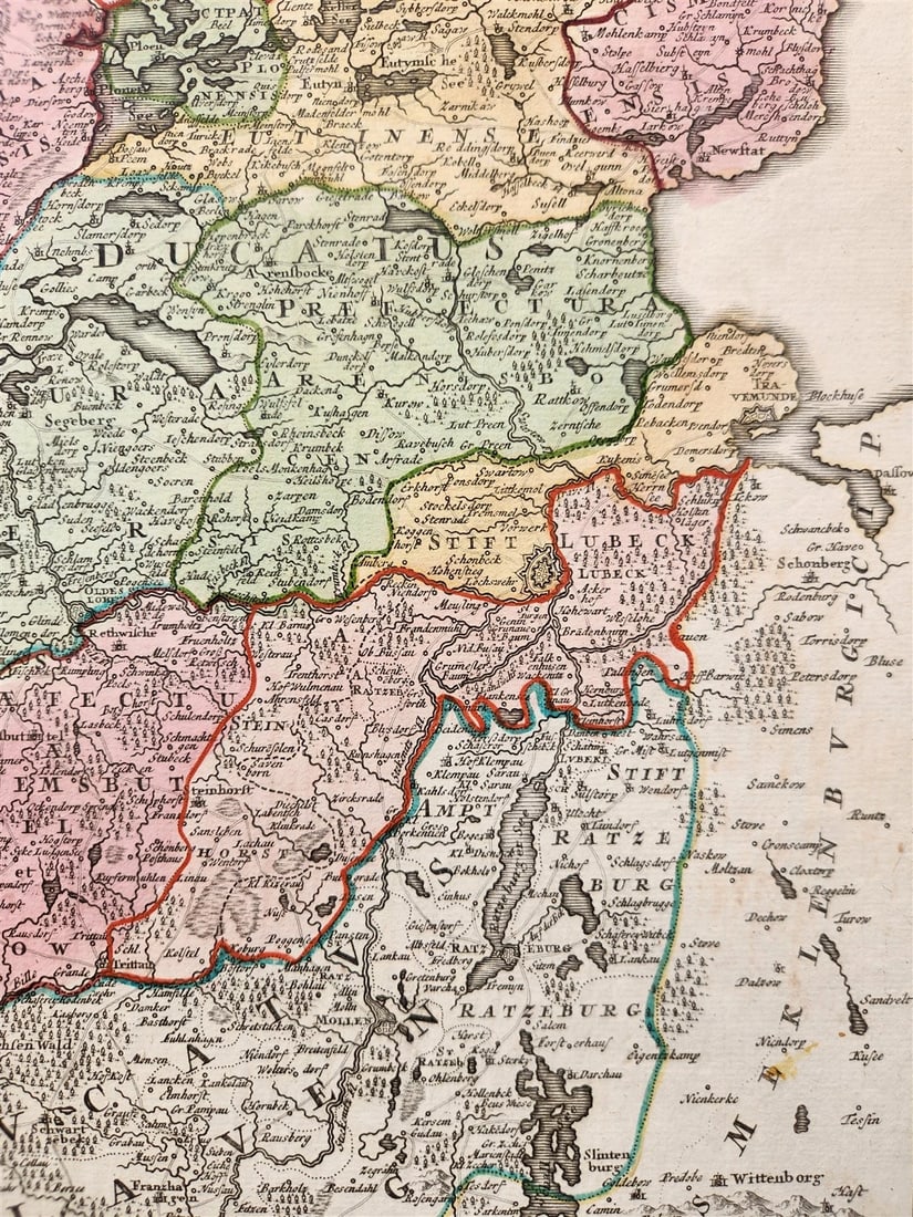 1730 HOLSTEIN GERMANY antique MAP TABULA GENERALIS HOLSATIAE by JOHANN HOMANN - 2