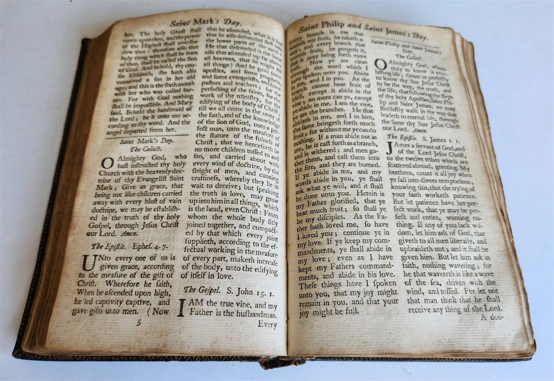 1758 BOOK of COMMON PRAYER & PSALMS of DAVID antique ORIGINAL BINDING - 5