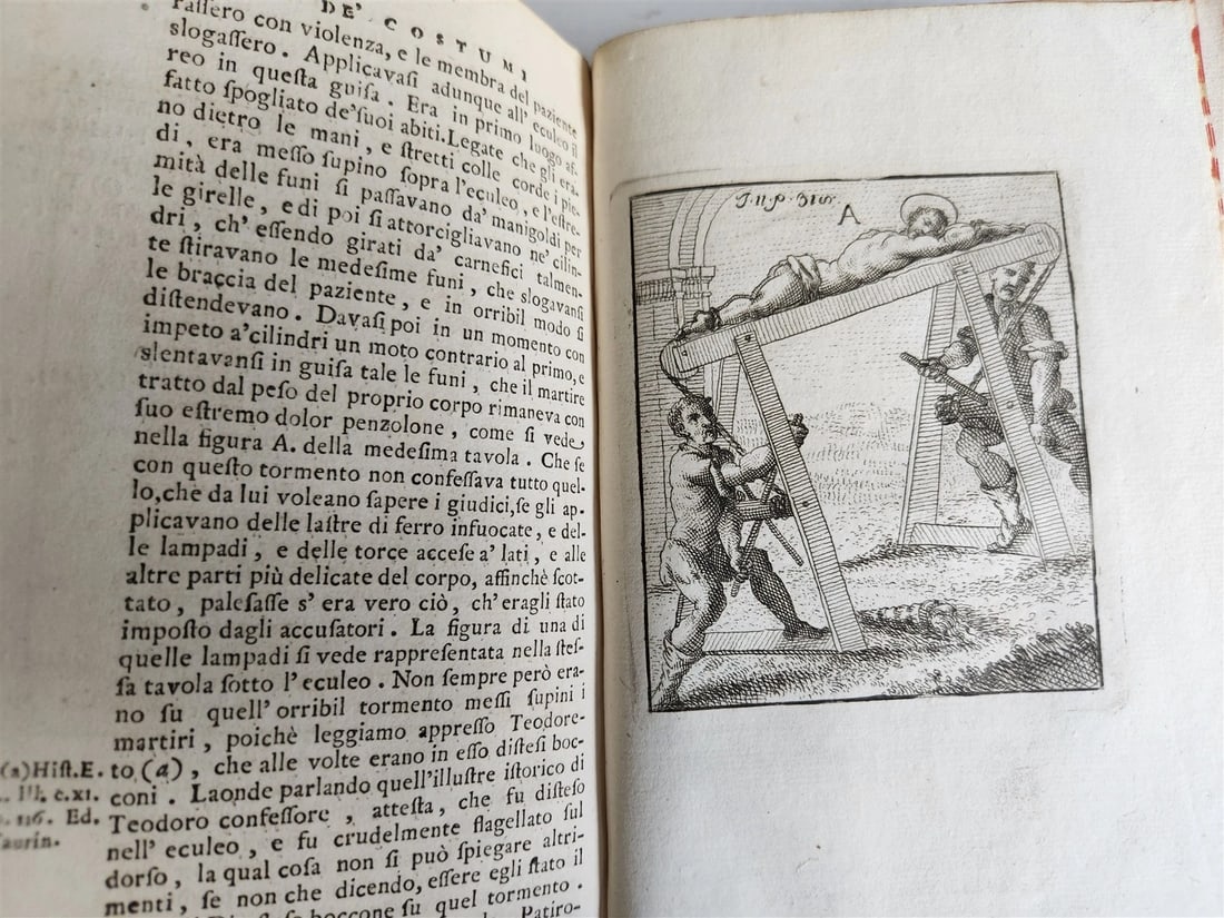 1753 ILLUSTRATED TORTURE & EXECUTION of EARLY CHRISTIANS antique 3 VOLS vellum - 16