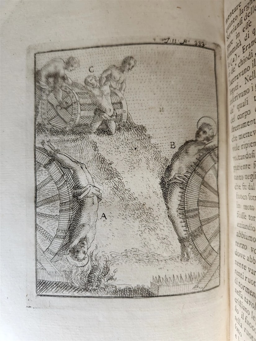 1753 ILLUSTRATED TORTURE & EXECUTION of EARLY CHRISTIANS antique 3 VOLS vellum - 5