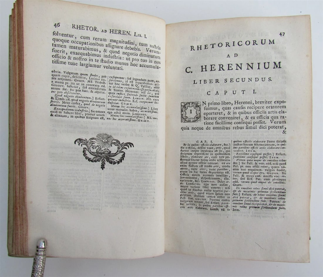 1761 CICERO Rhetoricorum ad herennium LEYDEN COAT of ARMS VELLUM BINDING antique - 6