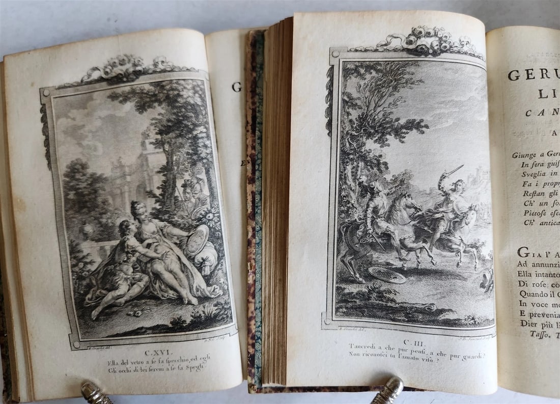 1792 GERUSALEMME LIBERATA by TORQUATO TASSO ITALIAN antique ILLUSTRATED 2 vols - 8