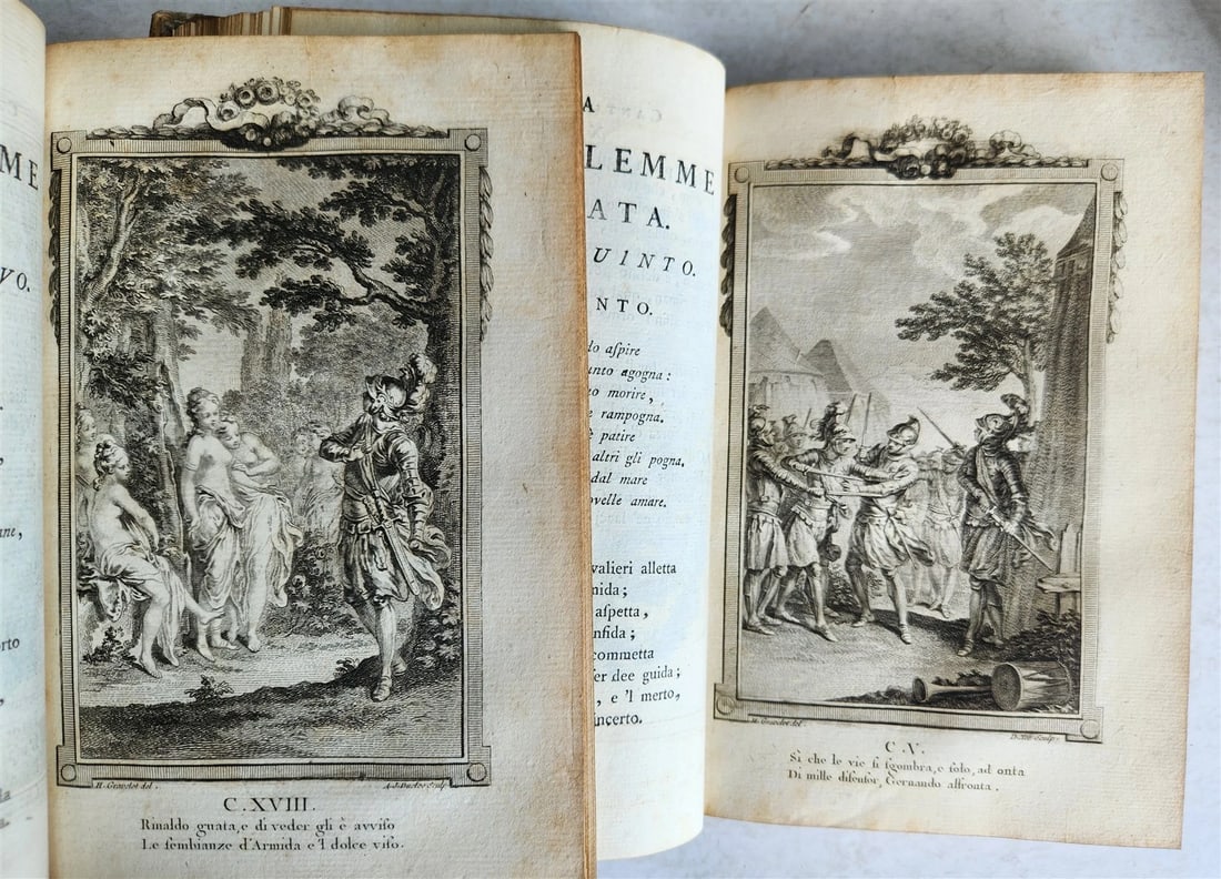 1792 GERUSALEMME LIBERATA by TORQUATO TASSO ITALIAN antique ILLUSTRATED 2 vols - 12