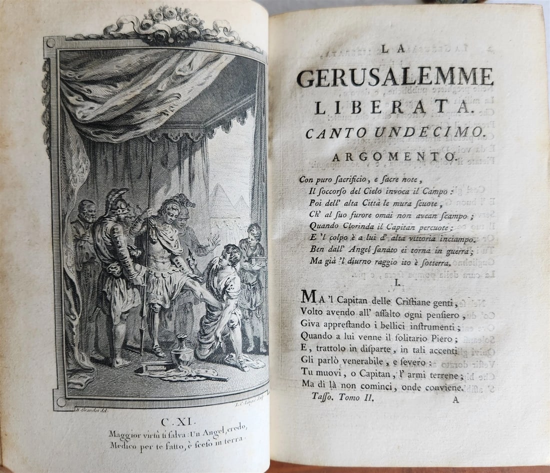1792 GERUSALEMME LIBERATA by TORQUATO TASSO ITALIAN antique ILLUSTRATED 2 vols - 2