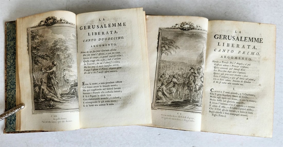 1792 GERUSALEMME LIBERATA by TORQUATO TASSO ITALIAN antique ILLUSTRATED 2 vols - 3