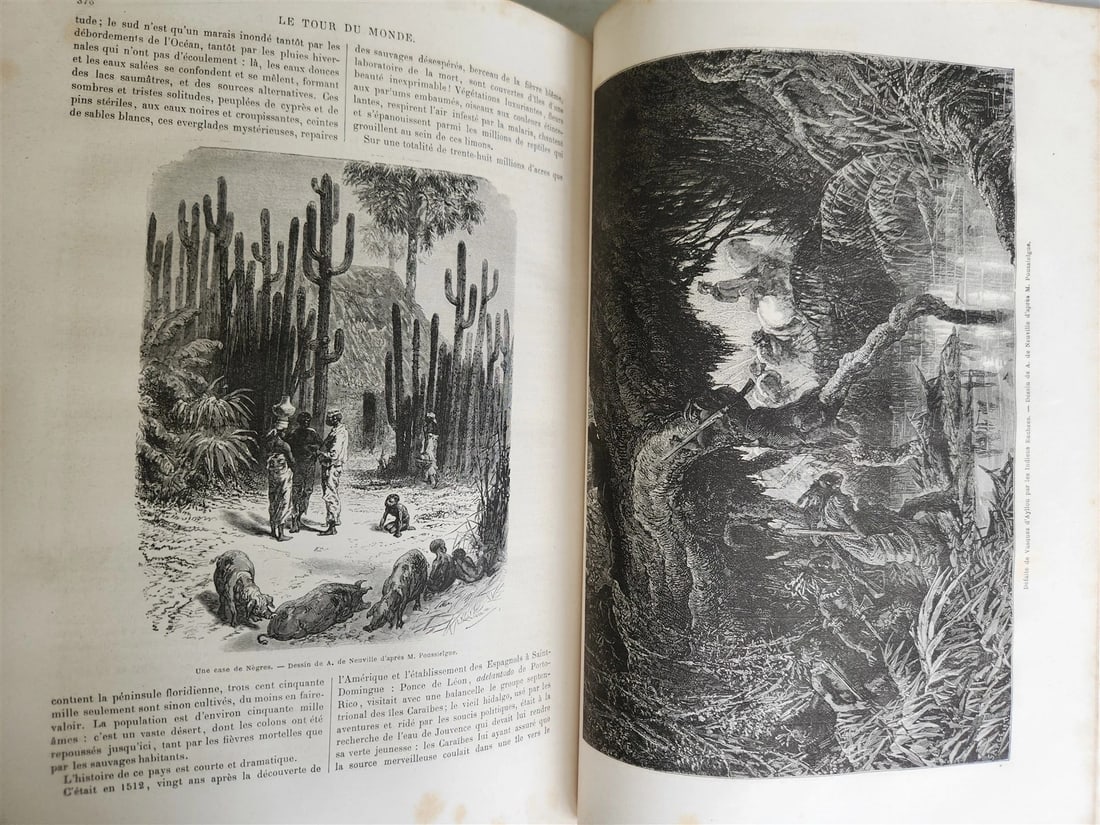 1870 HISTORY of VOYAGES ILLUSTRATED antique CROATIA BOSNIA INDIA FLORIDA AFRICA - 4