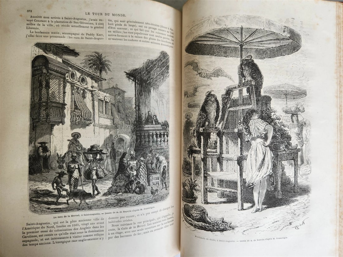 1870 HISTORY of VOYAGES ILLUSTRATED antique CROATIA BOSNIA INDIA FLORIDA AFRICA - 5