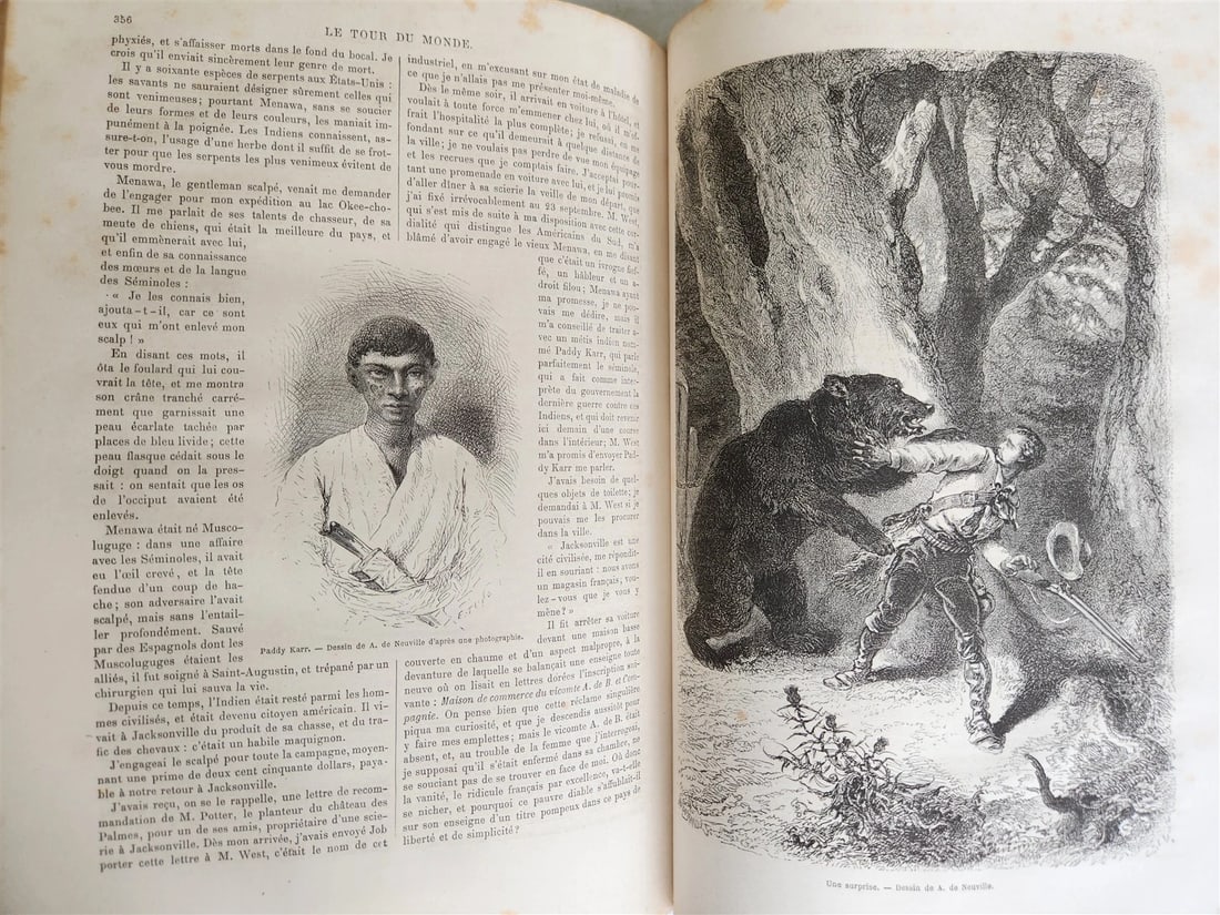 1870 HISTORY of VOYAGES ILLUSTRATED antique CROATIA BOSNIA INDIA FLORIDA AFRICA - 6