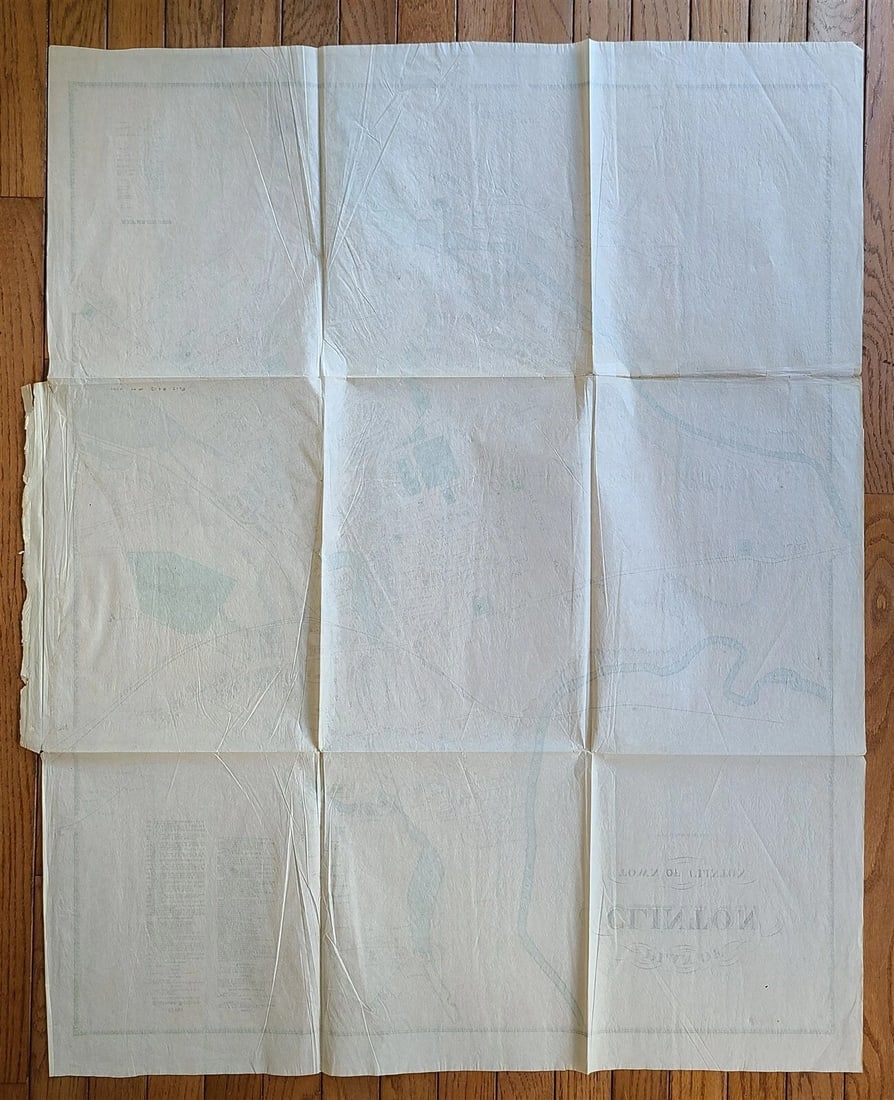 PLAN of TOWN of CLINTON MA antique 31.5 by 39.5" - 5