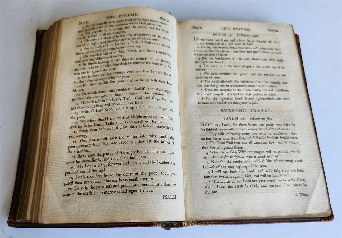 1798 BOOK of COMMON PRAYER w/ PSALTER antique in ENGLISH - 5