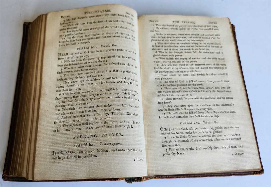 1798 BOOK of COMMON PRAYER w/ PSALTER antique in ENGLISH - 6