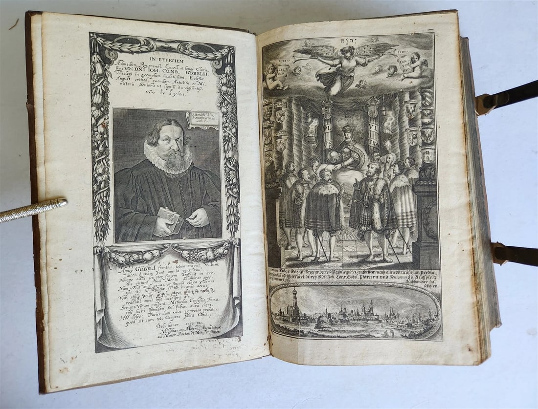 1654 SERMONS Augustana fidei confessio antique PIGSKIN BOUND FOLIO w/ CLASPS - 2