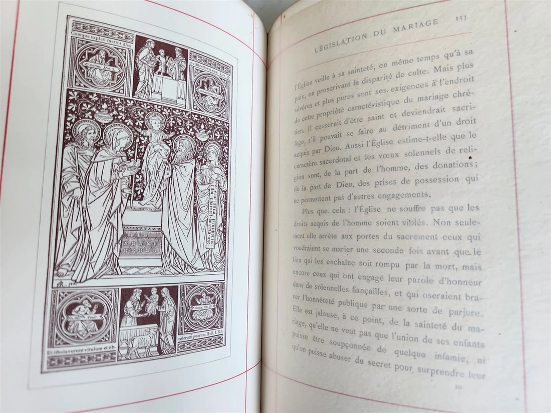 1887 LE MARIAGE by Monsabre ILLUSTRATED antique DARK BROWN MOROCCO BINDING - 5
