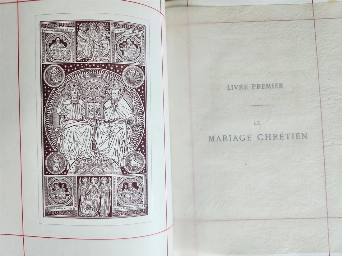 1887 LE MARIAGE by Monsabre ILLUSTRATED antique DARK BROWN MOROCCO BINDING - 7
