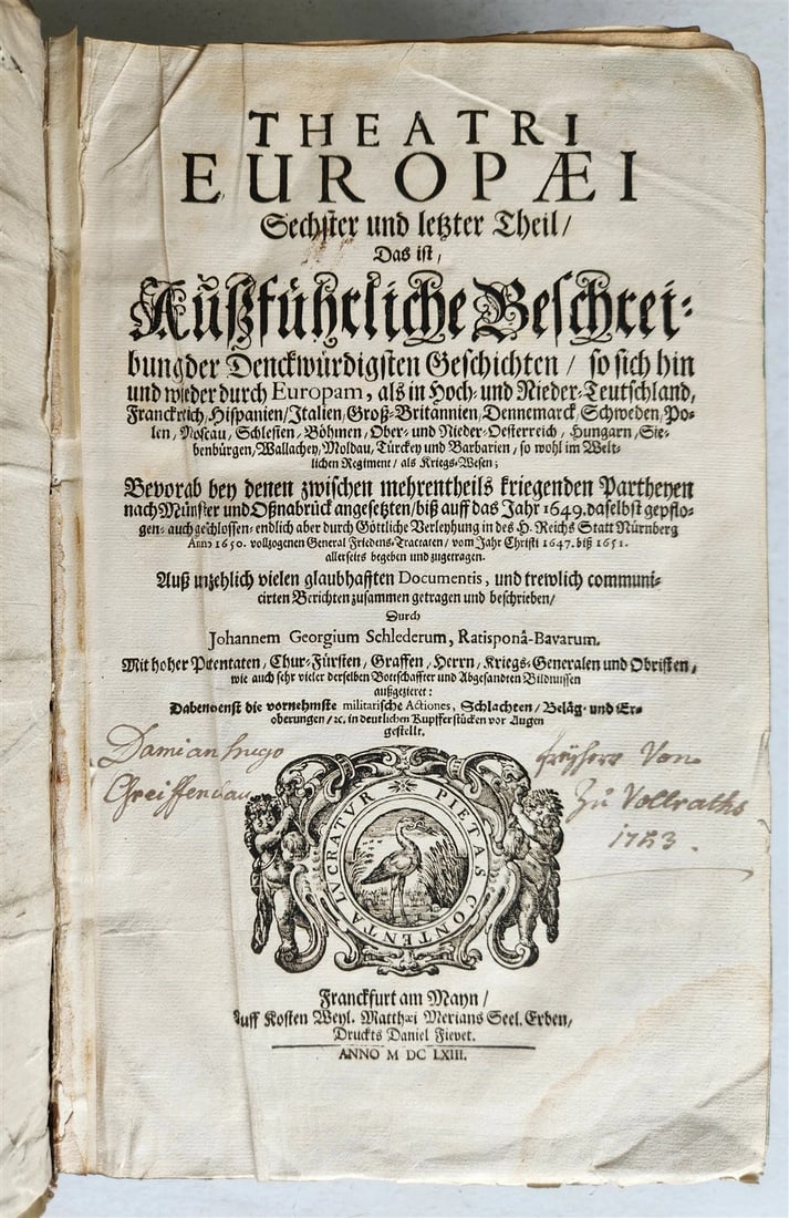 1663 EUROPEAN HISTORY ILLUSTRATED w/ OVER 80 ENGRAVINGS antique VELLUM FOLIO - 2