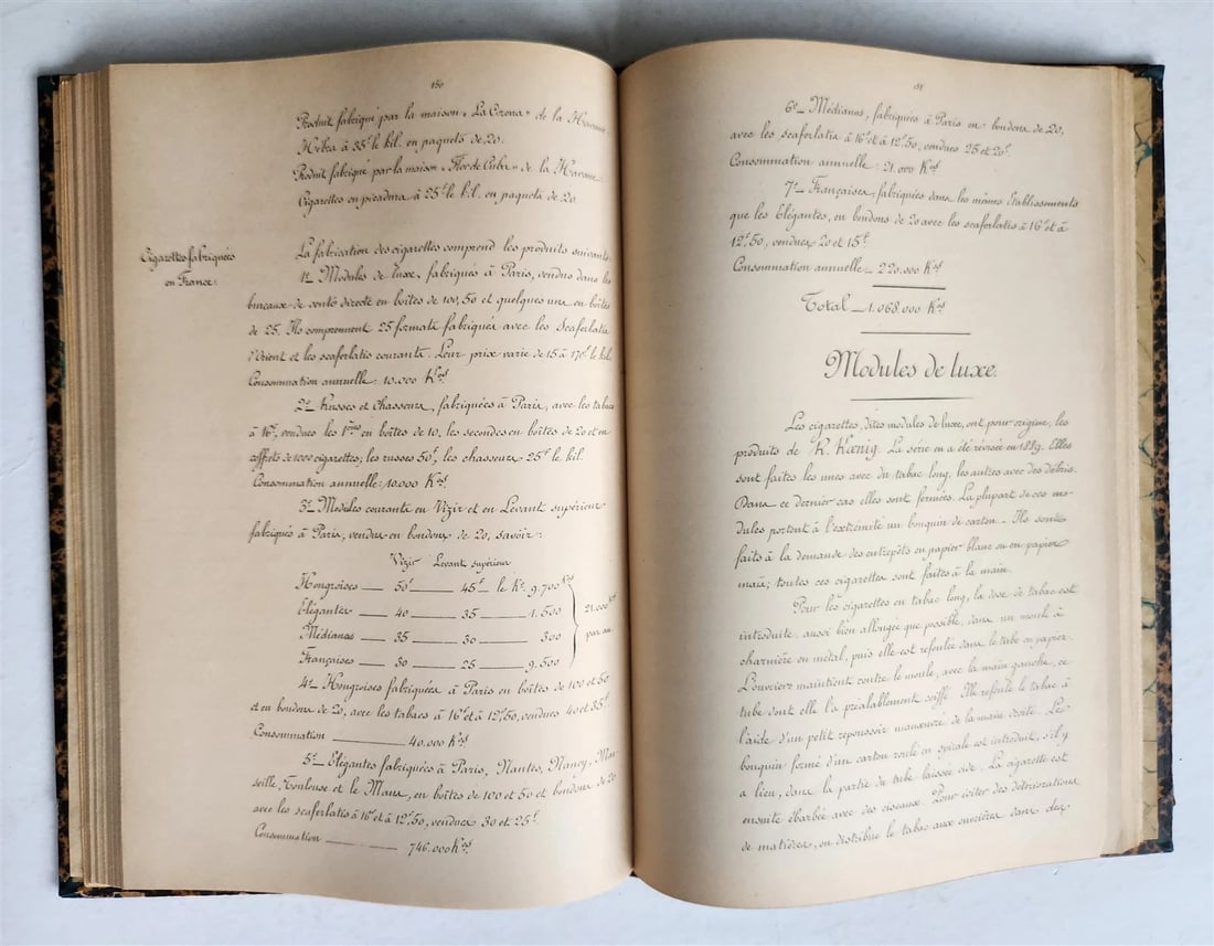 1893 TOBACCO FABRICATION COURSE antique FRENCH MANUSCRIPT COLLOTYPE illustrated - 12