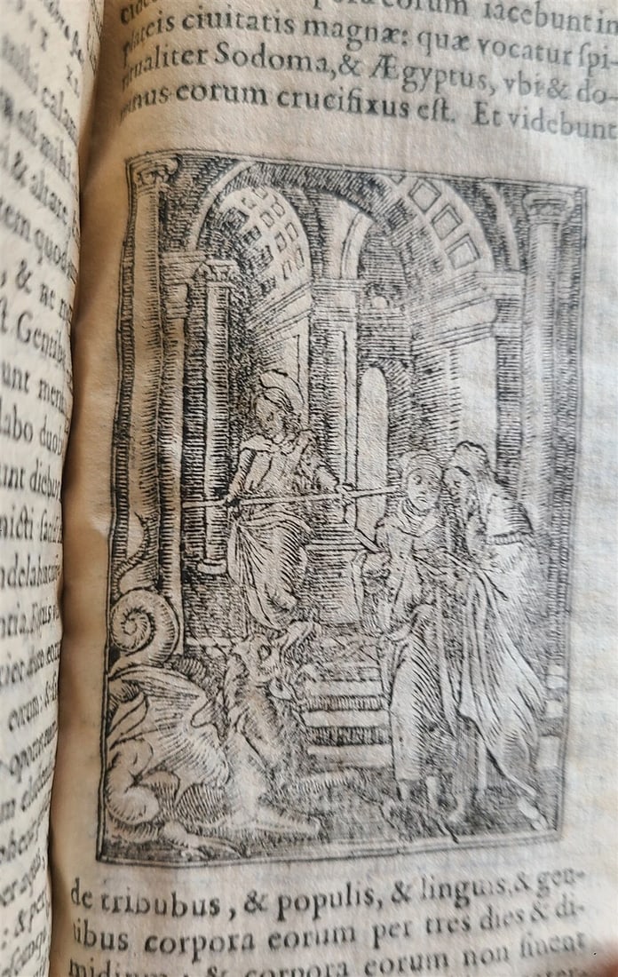 1578 BIBLE in LATIN ILLUSTRATED NEW TESTAMENT VELLUM BOUND 16th CENTURY antique - 17