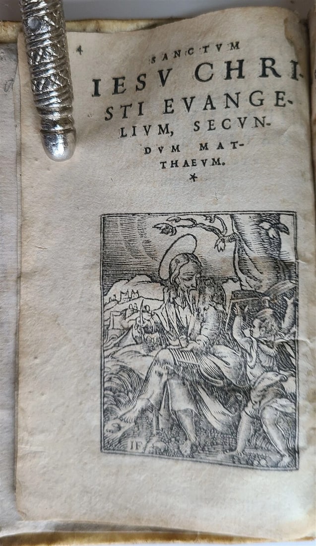 1578 BIBLE in LATIN ILLUSTRATED NEW TESTAMENT VELLUM BOUND 16th CENTURY antique - 2
