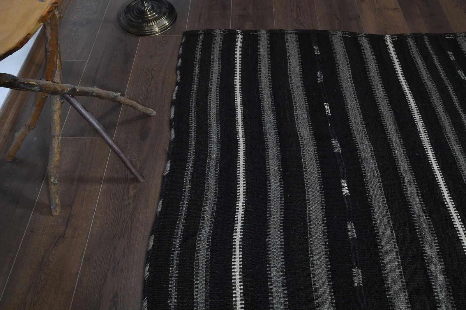 5'2x9'1 ft, GRAY BLACK KILIM - 10
