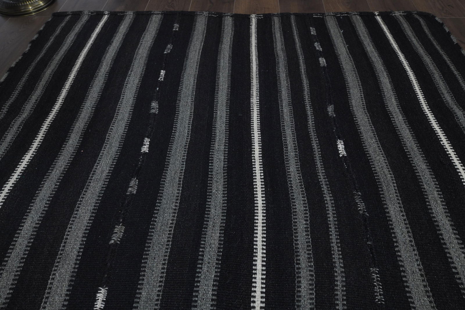 5'2x9'1 ft, GRAY BLACK KILIM - 2