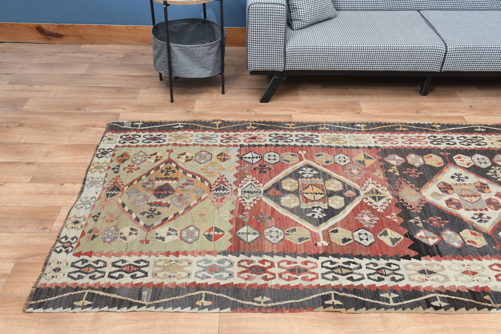 Vintage Tribal Runner Rug, Ethnic Carpet, Traditional Geometric Floor Covering, 4.3x11.6 ft, - 7