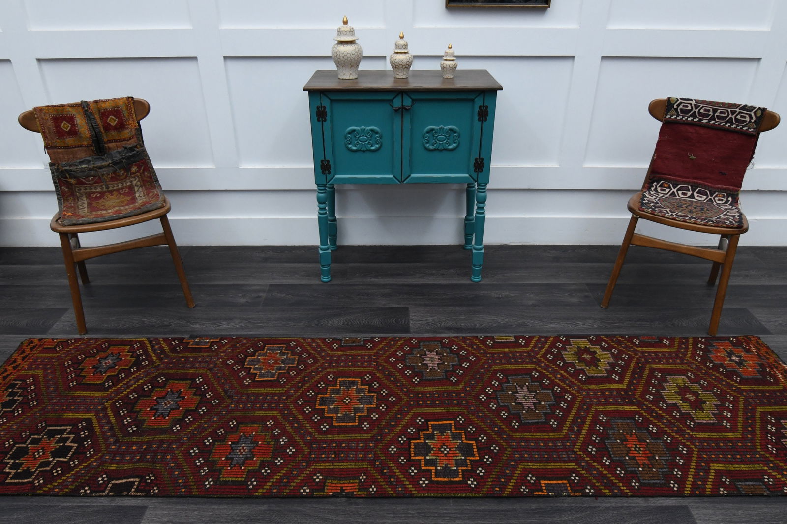 2.4x9.7 ft, TURKISH KILIM Runner - 3
