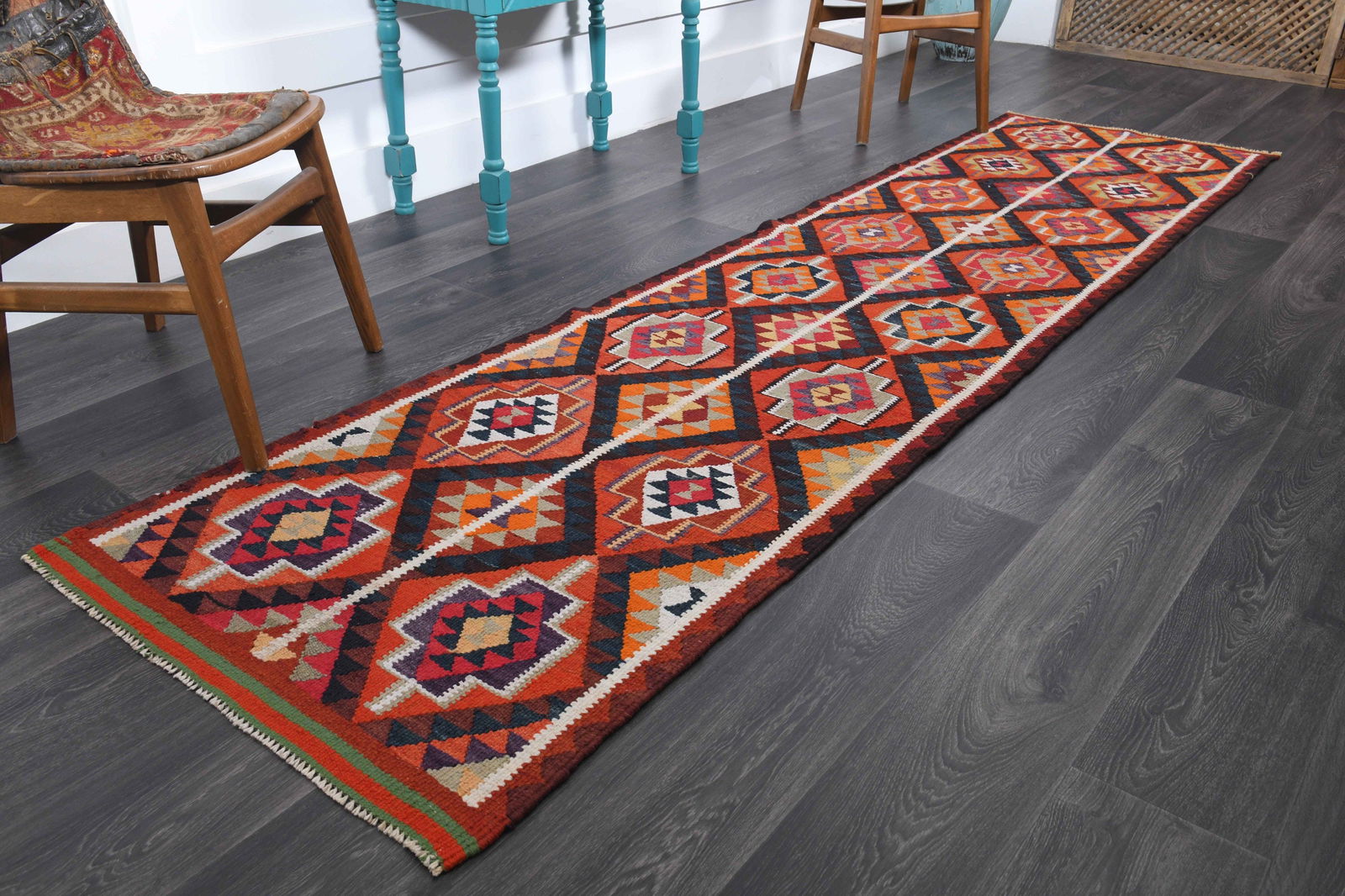 2.7x10.3 ft, TURKISH KILIM Runner - 10