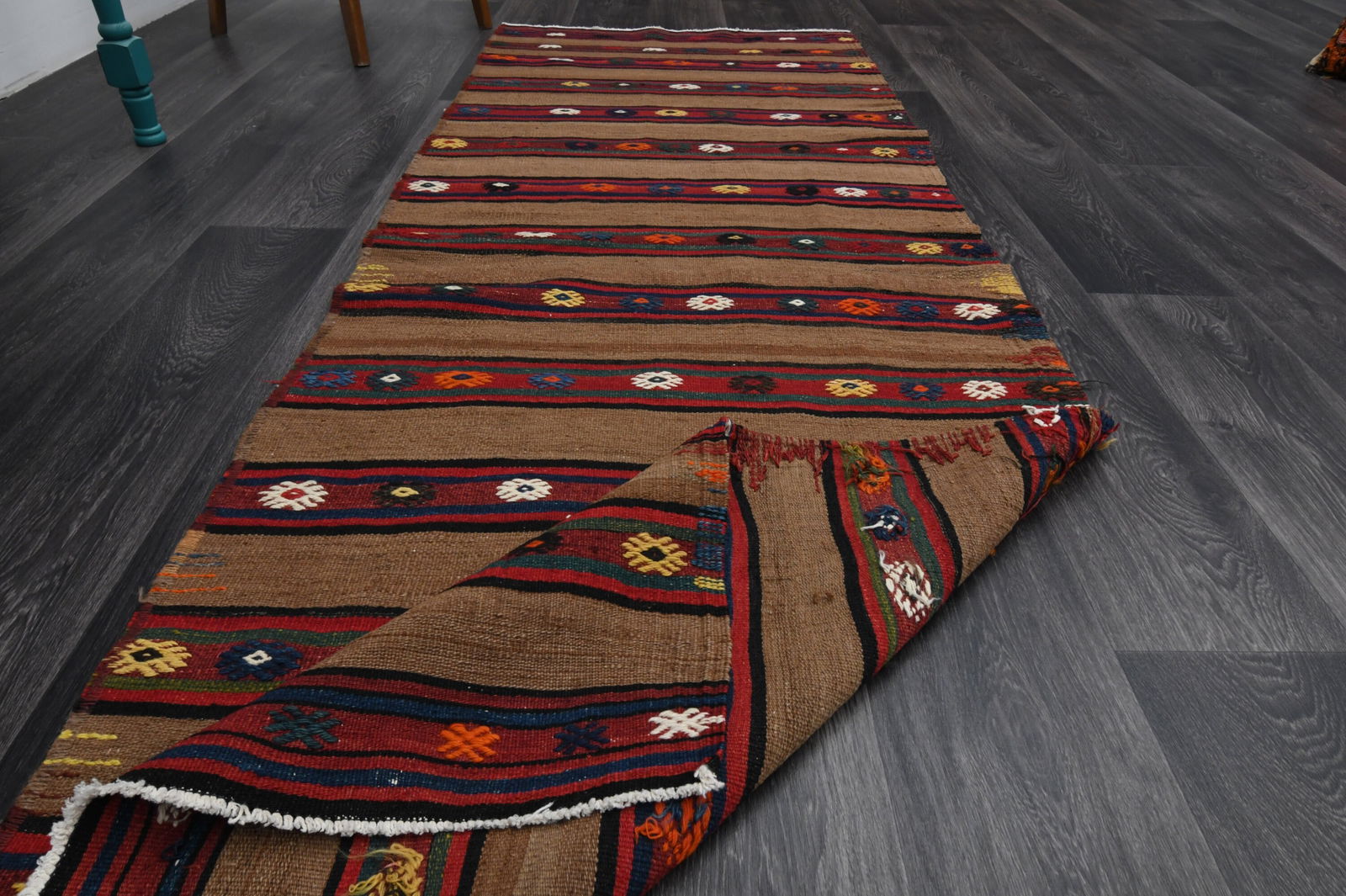 2.9x8.3 ft, TURKISH KILIM Runner - 17