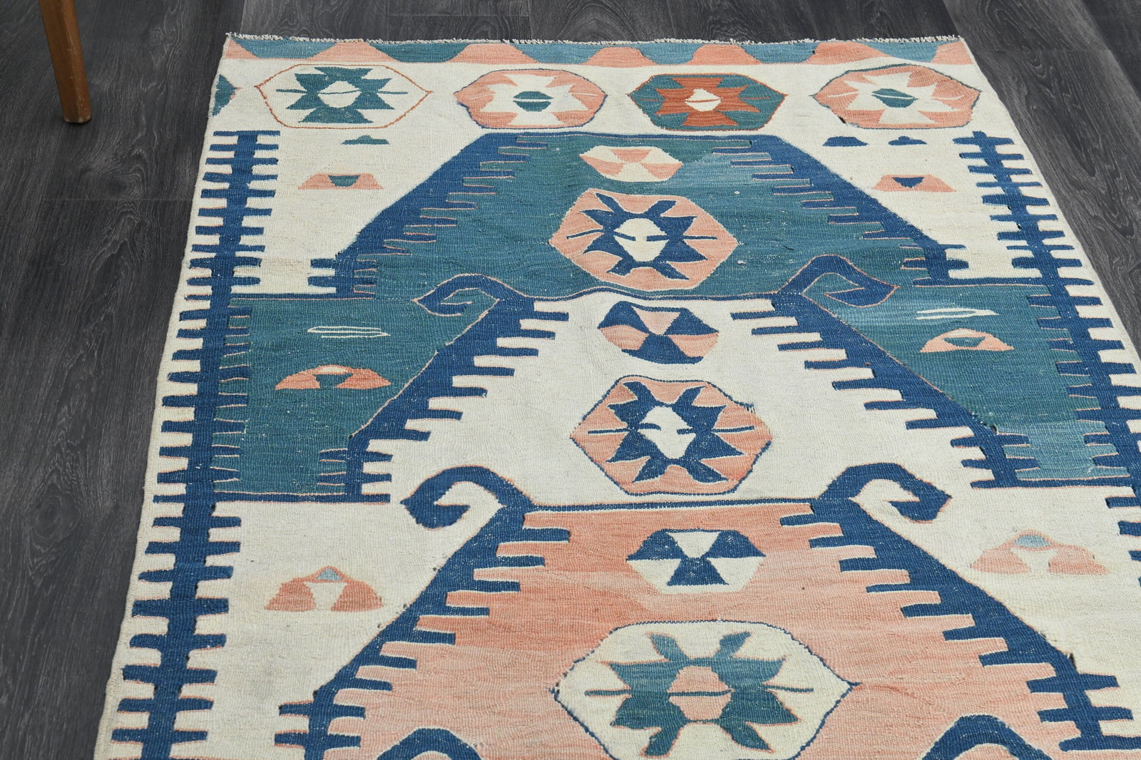 3x7 Beige Orange Turkish Rug - 13