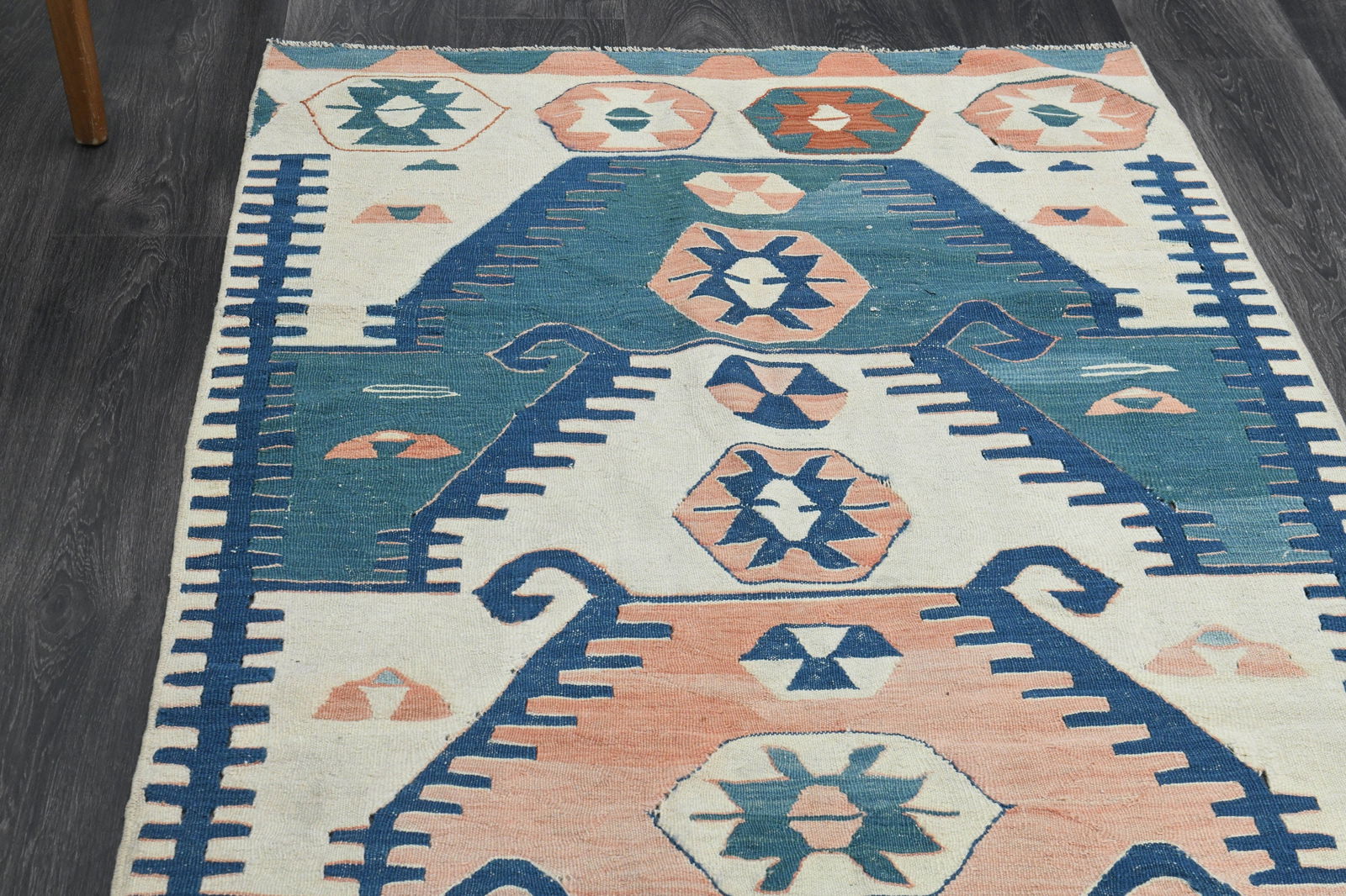 3x7 Beige Orange Turkish Rug - 4