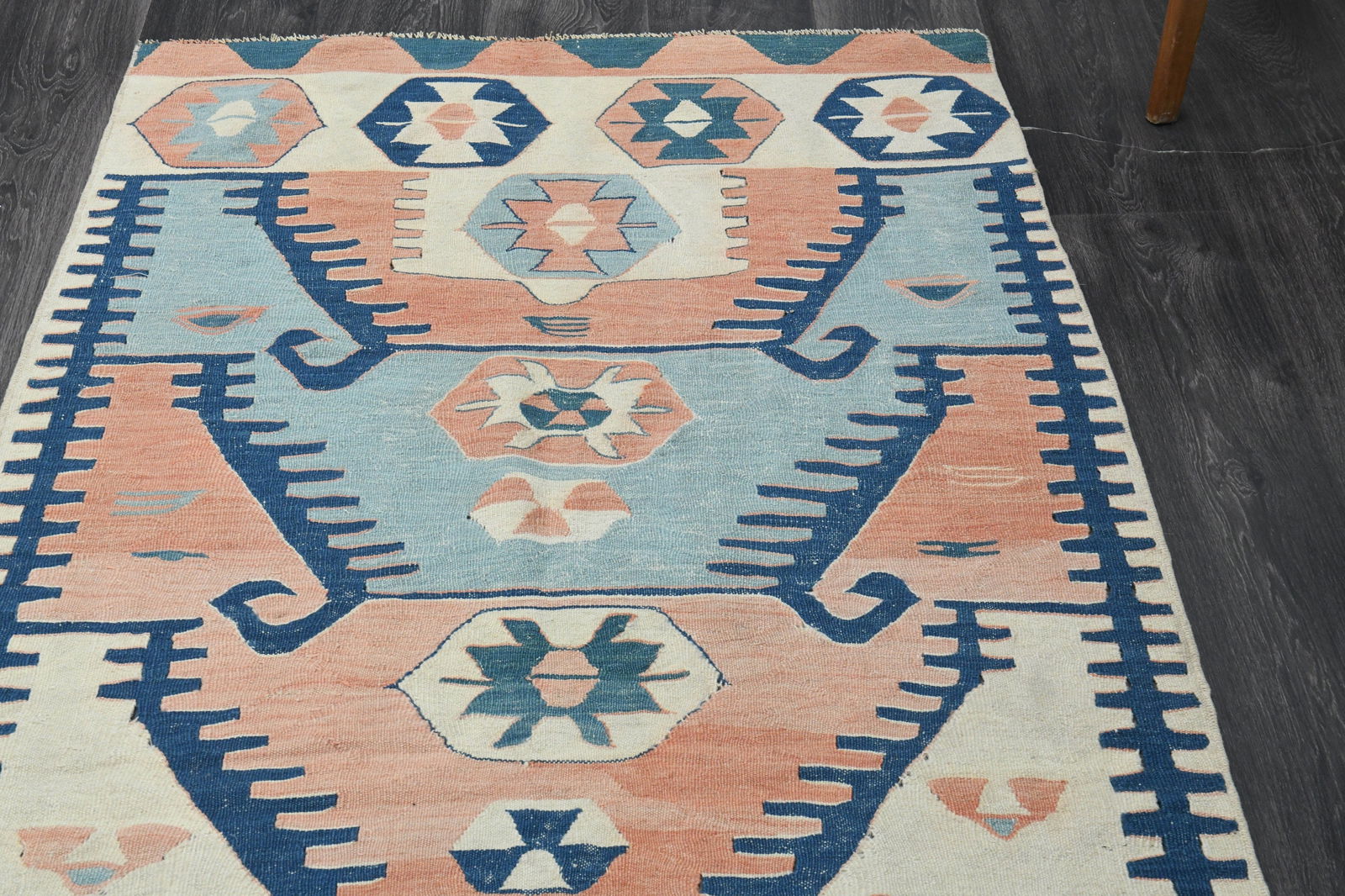 3x7 Beige Orange Turkish Rug - 6