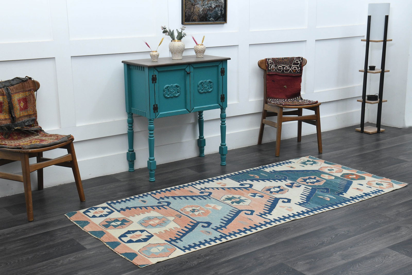 3x7 Beige Orange Turkish Rug - 7