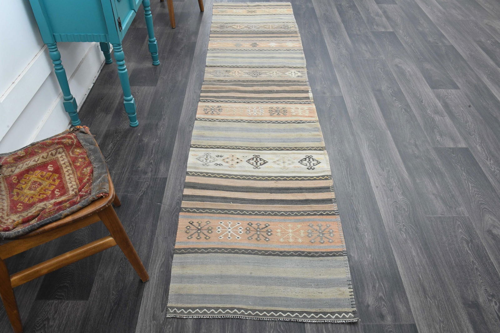2.4x10.1 ft, STRIPED TURKISH RUNNER - 16