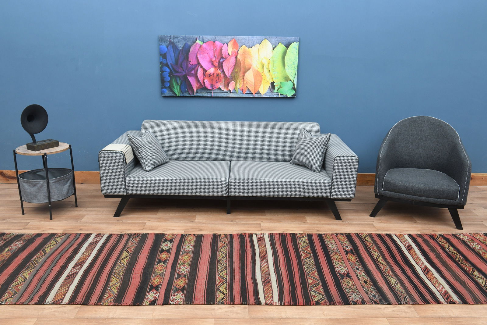 3.3x13.8 TURKISH Striped Runner Rug - 17