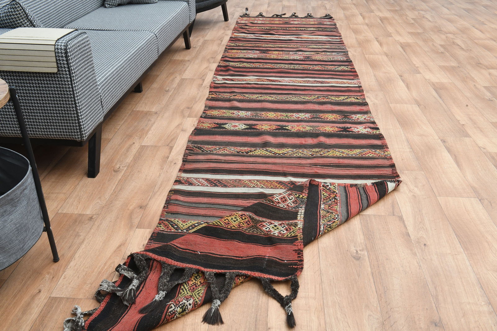 3.3x13.8 TURKISH Striped Runner Rug - 5